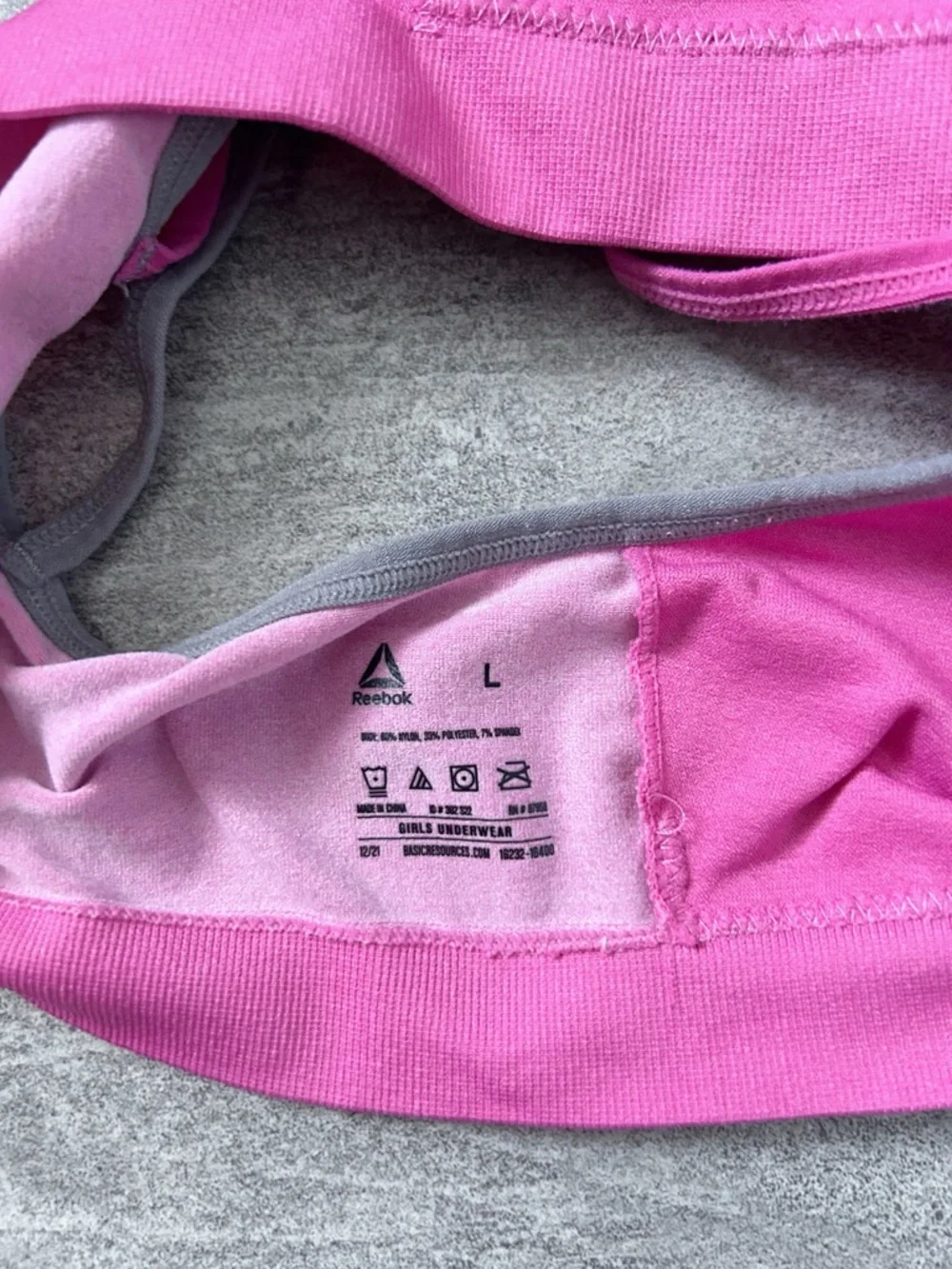 Reebok Teen Bra Size L